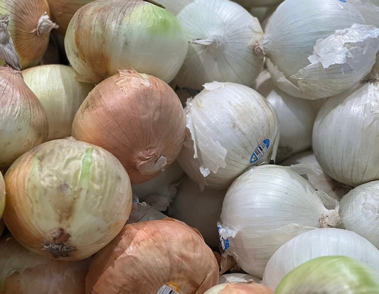 Many onions that cause tears at the store.